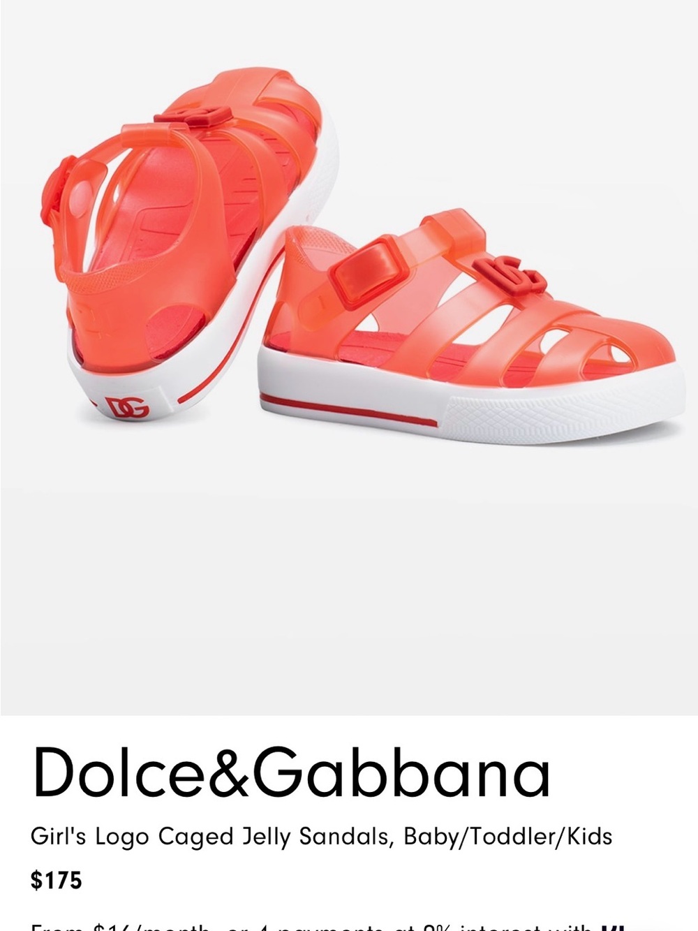 Dolce & Gabbana Kids Red Strappy Logo Jelly Sandals